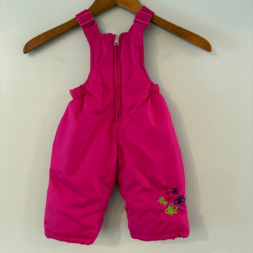Pacific Trail Snow Bibs Pants 6M Pink Floral Embroidered Insulated Winter Ski